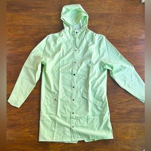 RAINS Long Jacket Unisex Mineral Mint Green Small Raincoat Waterproof